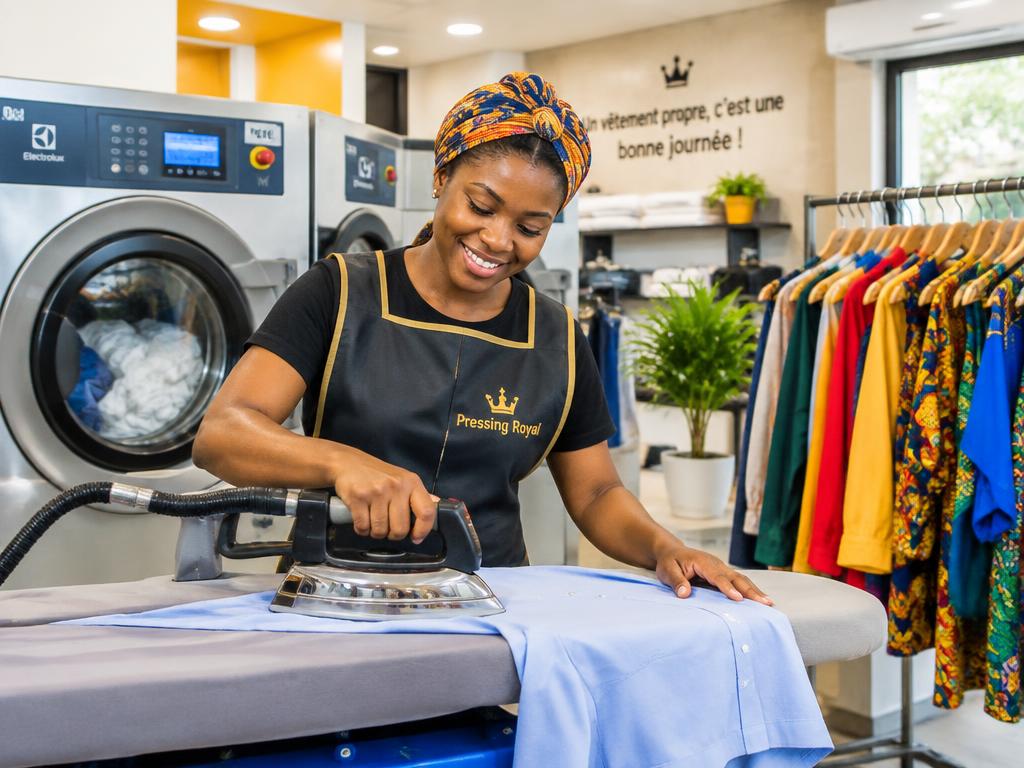 Équipe du pressing Blanc Ivoire en uniforme CINTRO